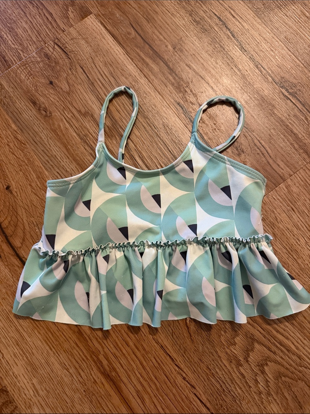 Kortni Jeane Girls Mint Geo Print Ruffled Tank Top